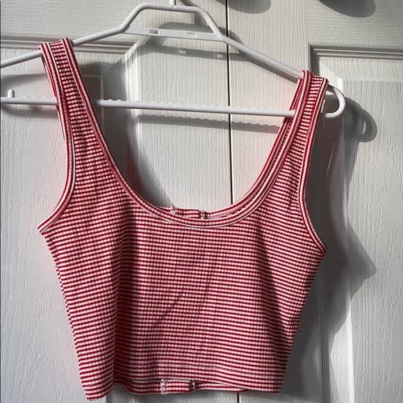 Red and white striped tight tank top - Picture 2 of 3